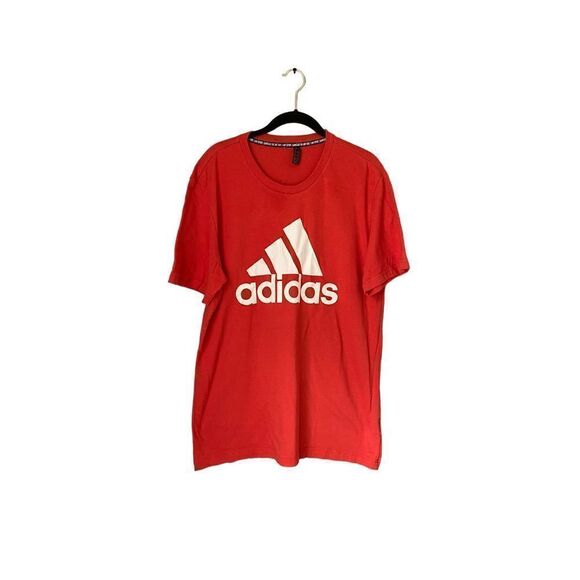 Adidas men’s logo short sleeve T-shirt rust orange color size large￼ - Picture 1 of 3